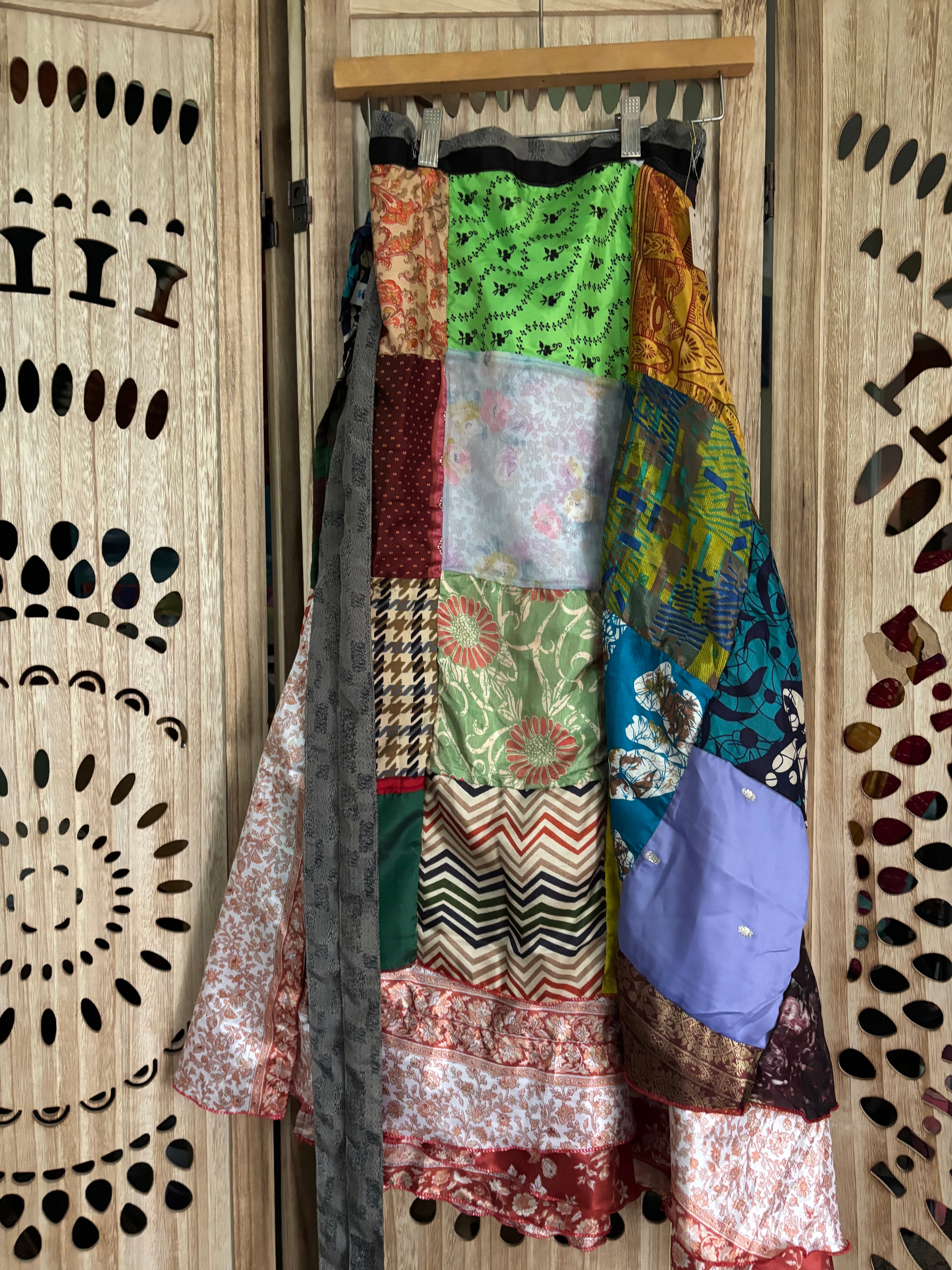 Patchwork Silk Sari Wrap Skirt