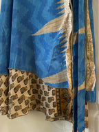 Knee Length Bohemian Flowy Dancing Worship Skirt | Indian Silk Sari Wrap Skirt - Double Layer , Reversible