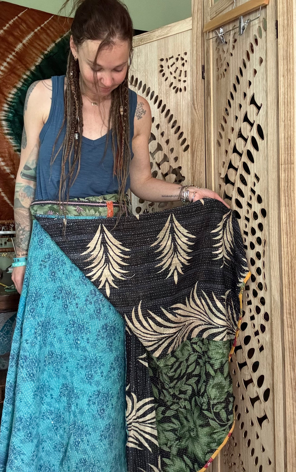 Indigo Kantha Wrap Skirt