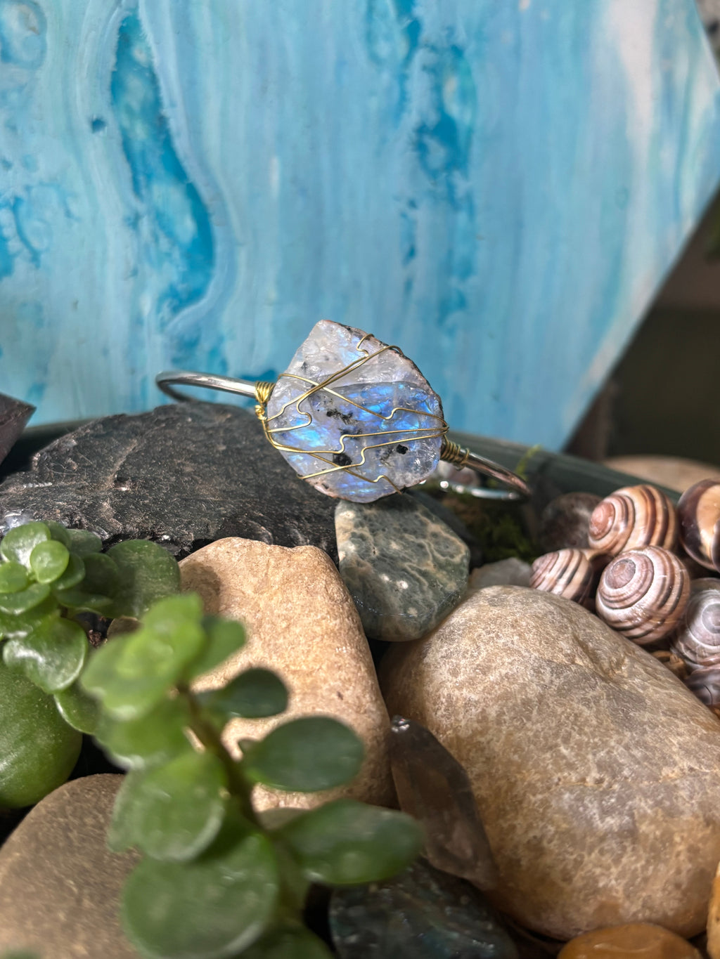 Raw Moonstone Cuff