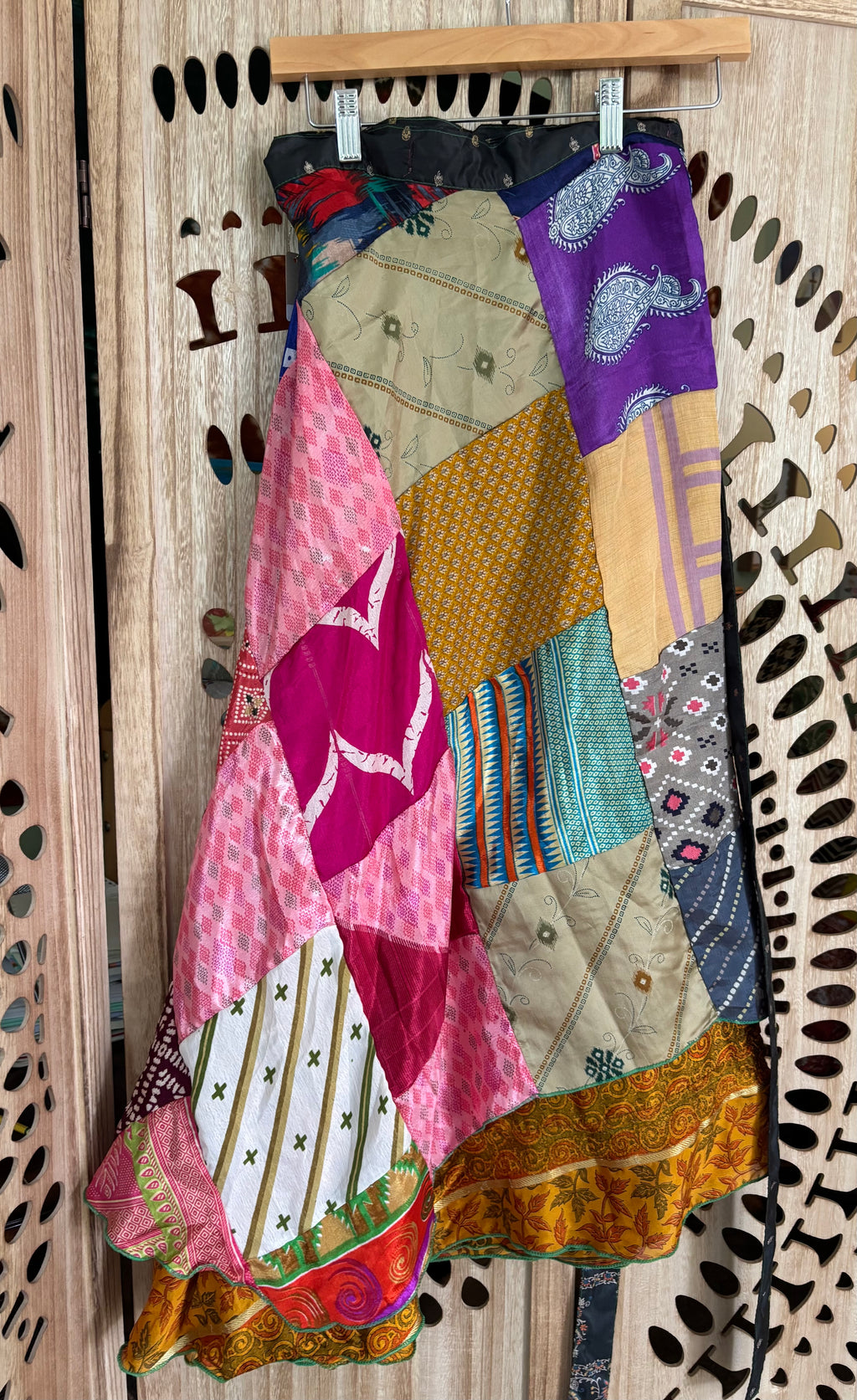 Patchwork Silk Sari Wrap Skirt