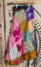 Patchwork Silk Sari Wrap Skirt