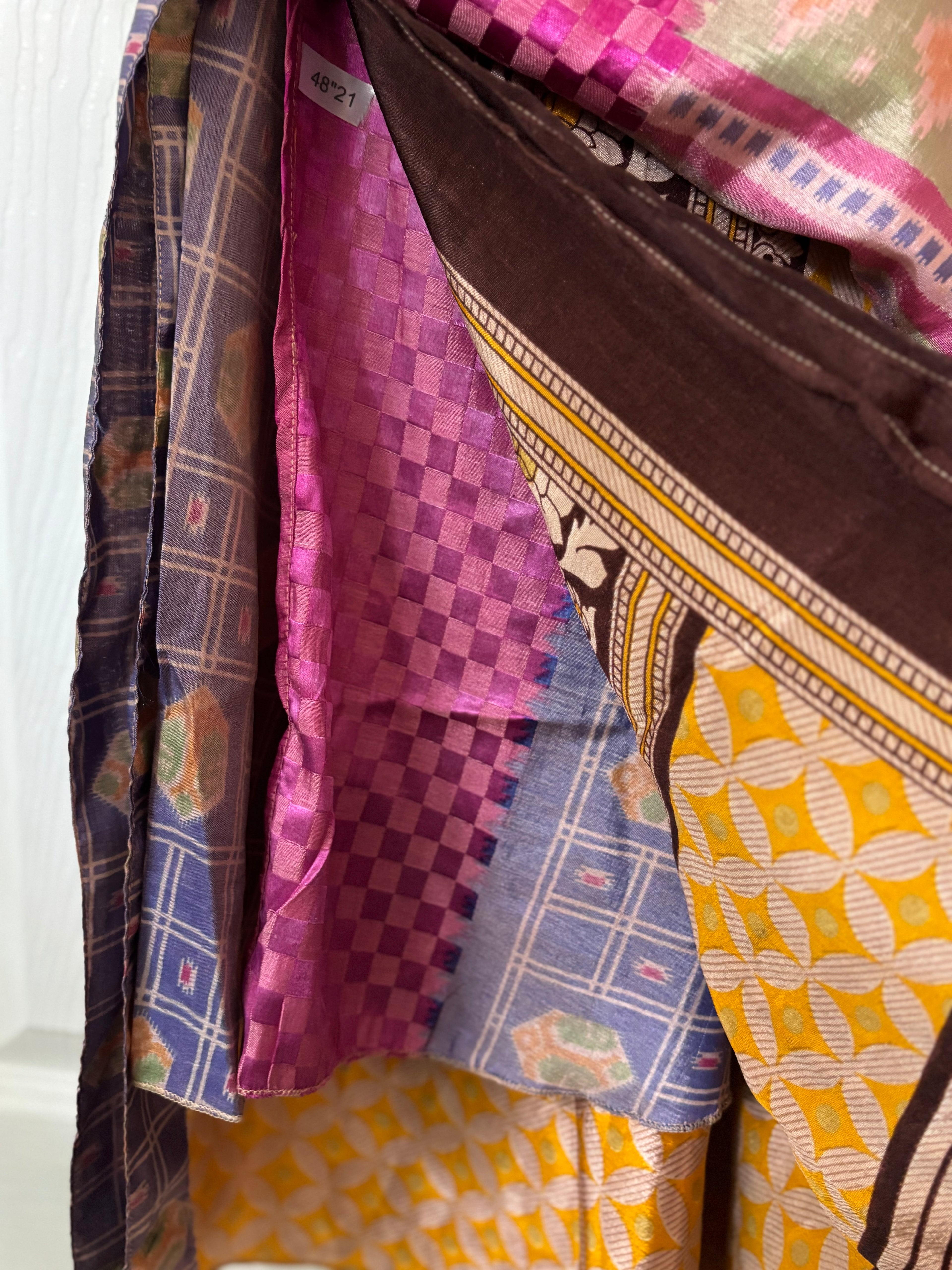 Knee Length Bohemian Flowy Dancing Worship Skirt | Indian Silk Sari Wrap Skirt - Double Layer , Reversible