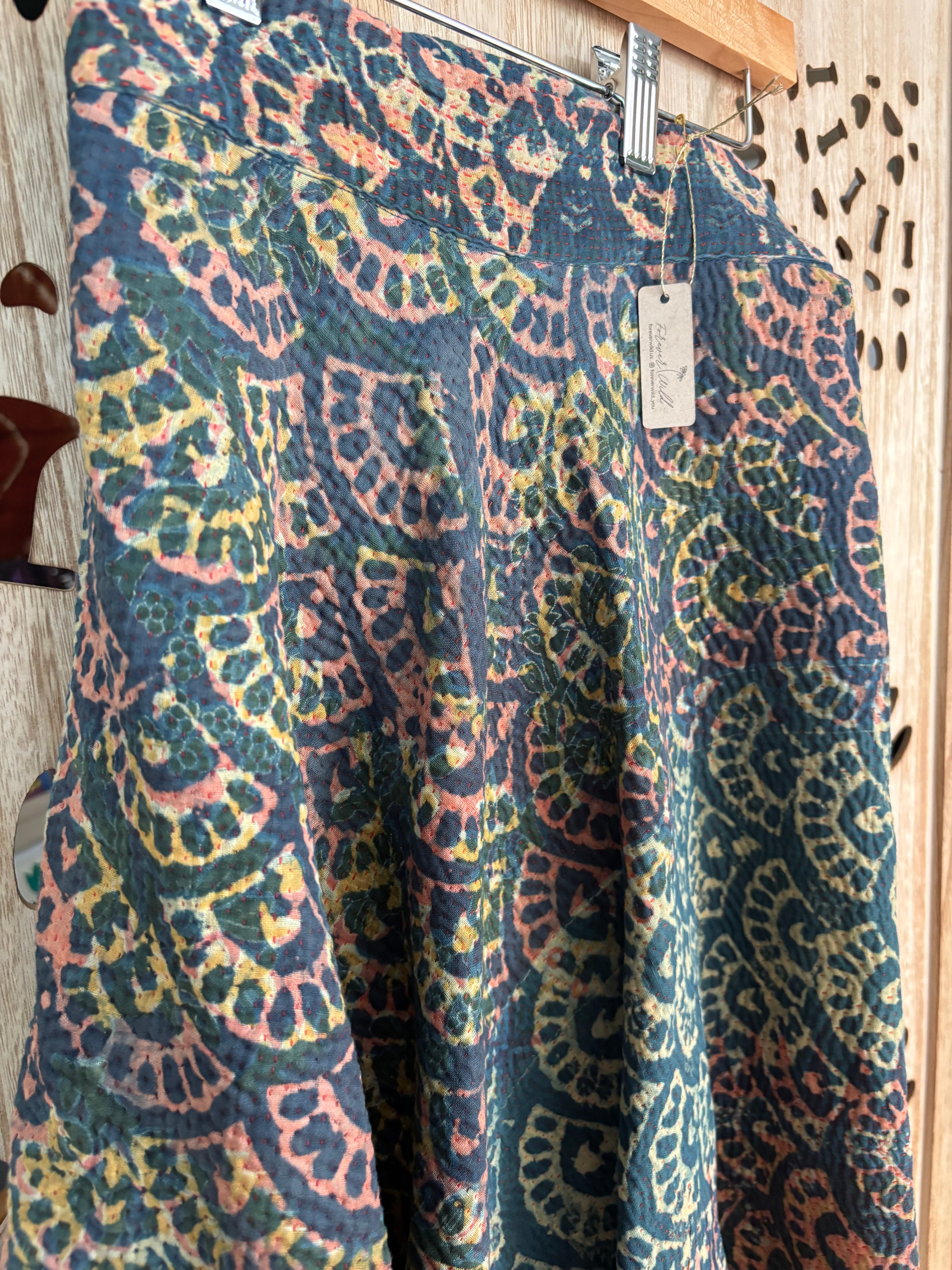 Indigo Kantha Wrap Skirt