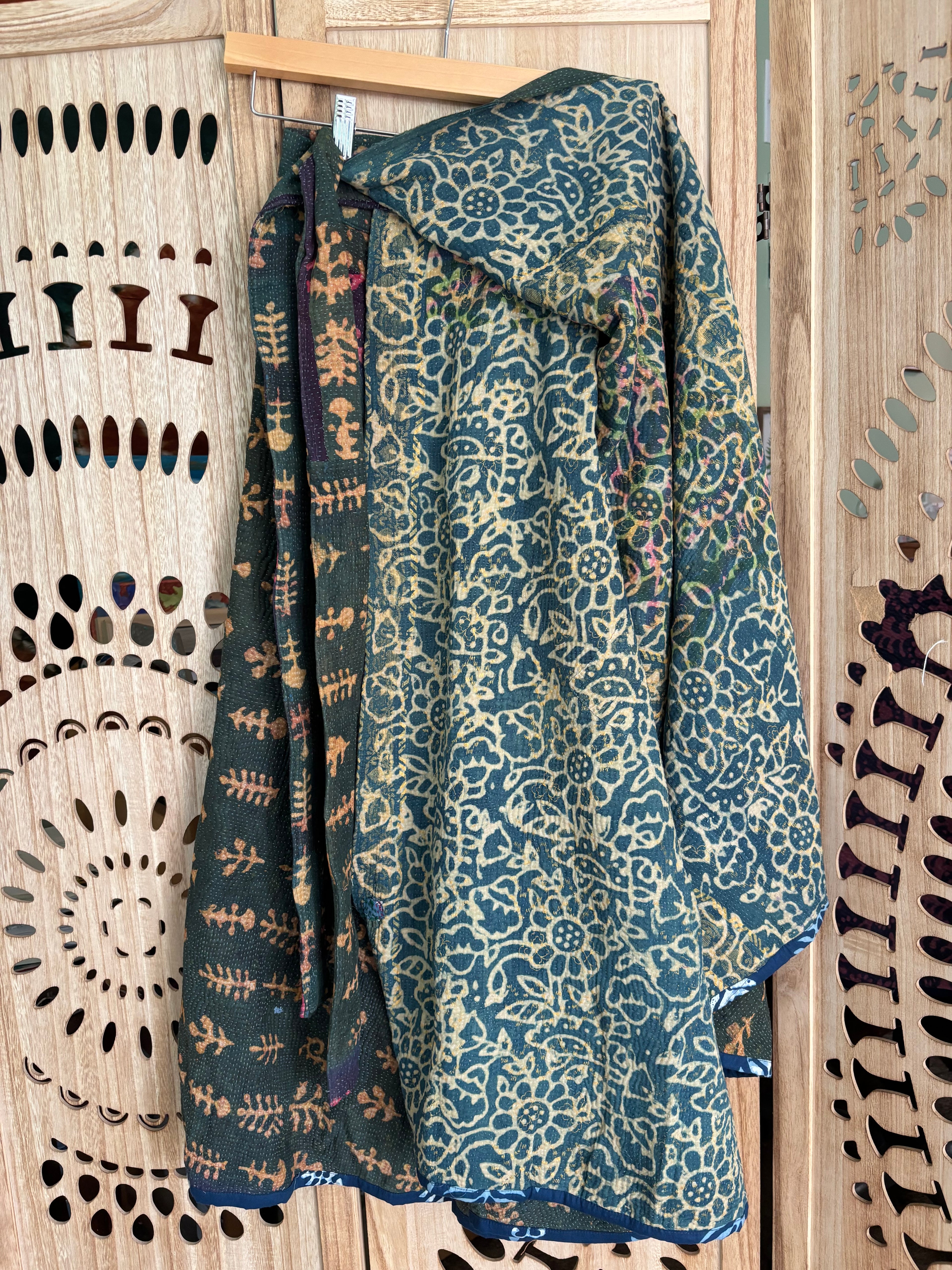 Indigo Kantha Wrap Skirt - Tribal Print