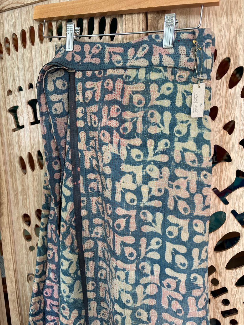 Indigo Kantha Wrap Skirt - Tribal Print