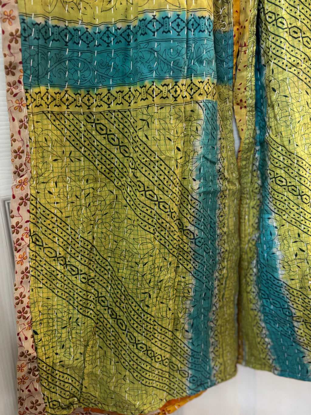 Handmade 100% Cotton Kantha Quilted Reversible Wide Leg Pants