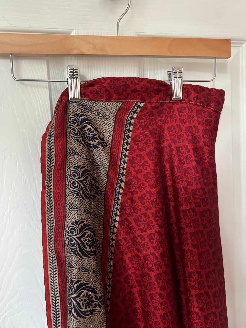 Warfare Worship Skirt | Bohemian Flowy Indian Silk Sari Wrap Skirt - Double Layer , Reversible | Free Flow Dancing Skirt