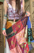 Patchwork Sari Silk Wrap Skirt