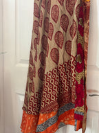 Bohemian Flowy Indian Silk Sari Wrap Skirt - Double Layer , Reversible | Free Flow Dancing Skirt