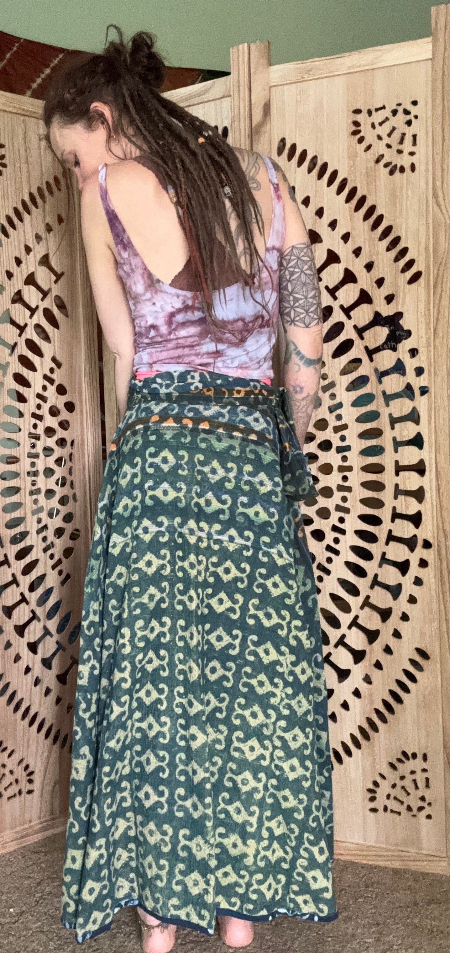 Indigo Kantha Wrap Skirt - Tribal Print