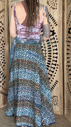 Indigo Kantha Wrap Skirt - Tribal Print
