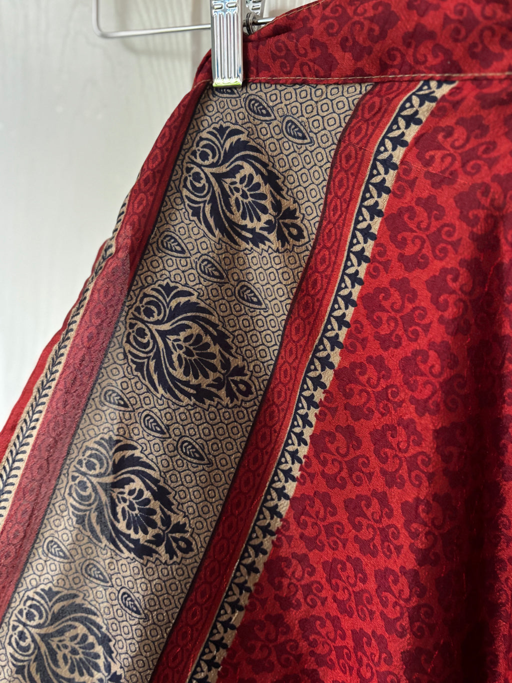 Warfare Worship Skirt | Bohemian Flowy Indian Silk Sari Wrap Skirt - Double Layer , Reversible | Free Flow Dancing Skirt