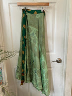 Worship Skirt | Bohemian Flowy Indian Silk Sari Wrap Skirt - Double Layer , Reversible | Free Flow Dancing Skirt