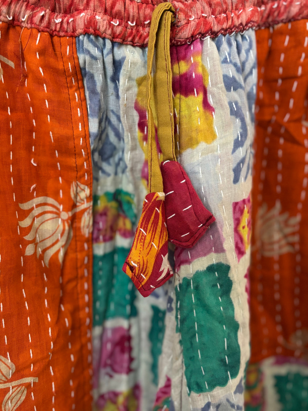 Handmade 100% Cotton Kantha Quilted Reversible Wide Leg Pants