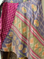 Knee Length Bohemian Flowy Dancing Worship Skirt | Indian Silk Sari Wrap Skirt - Double Layer , Reversible