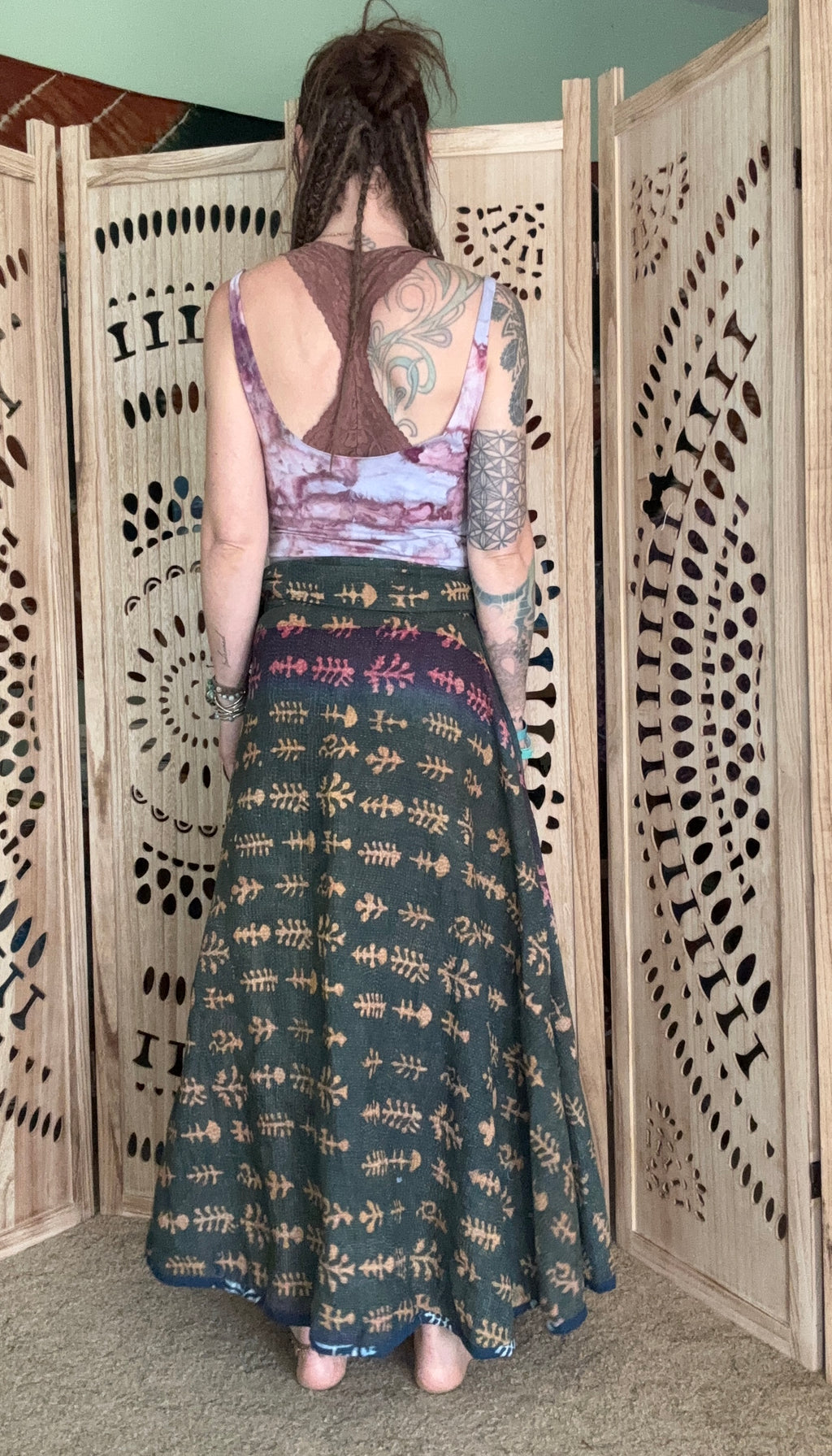 Indigo Kantha Wrap Skirt - Tribal Print