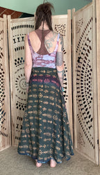 Indigo Kantha Wrap Skirt - Tribal Print