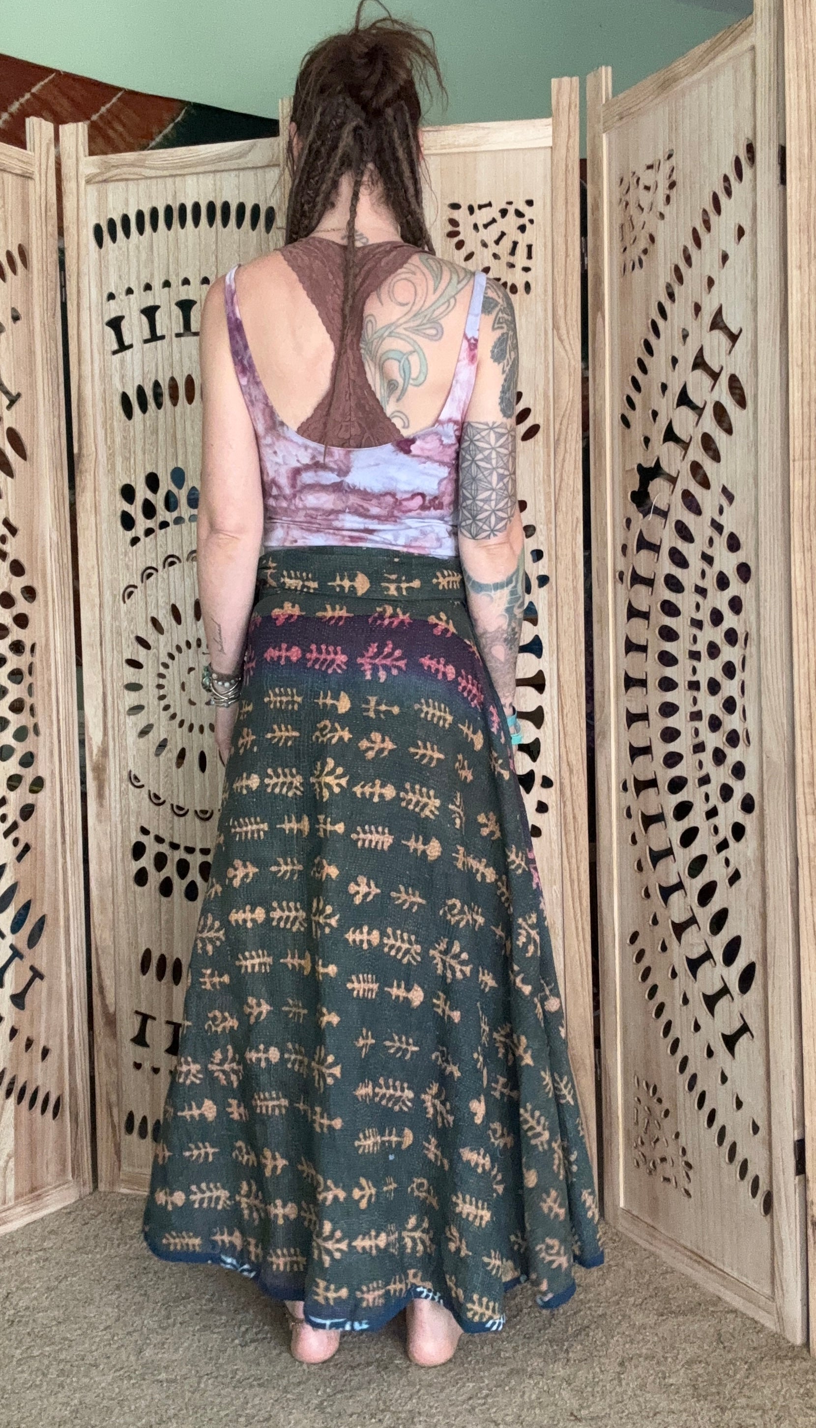Indigo Kantha Wrap Skirt - Tribal Print