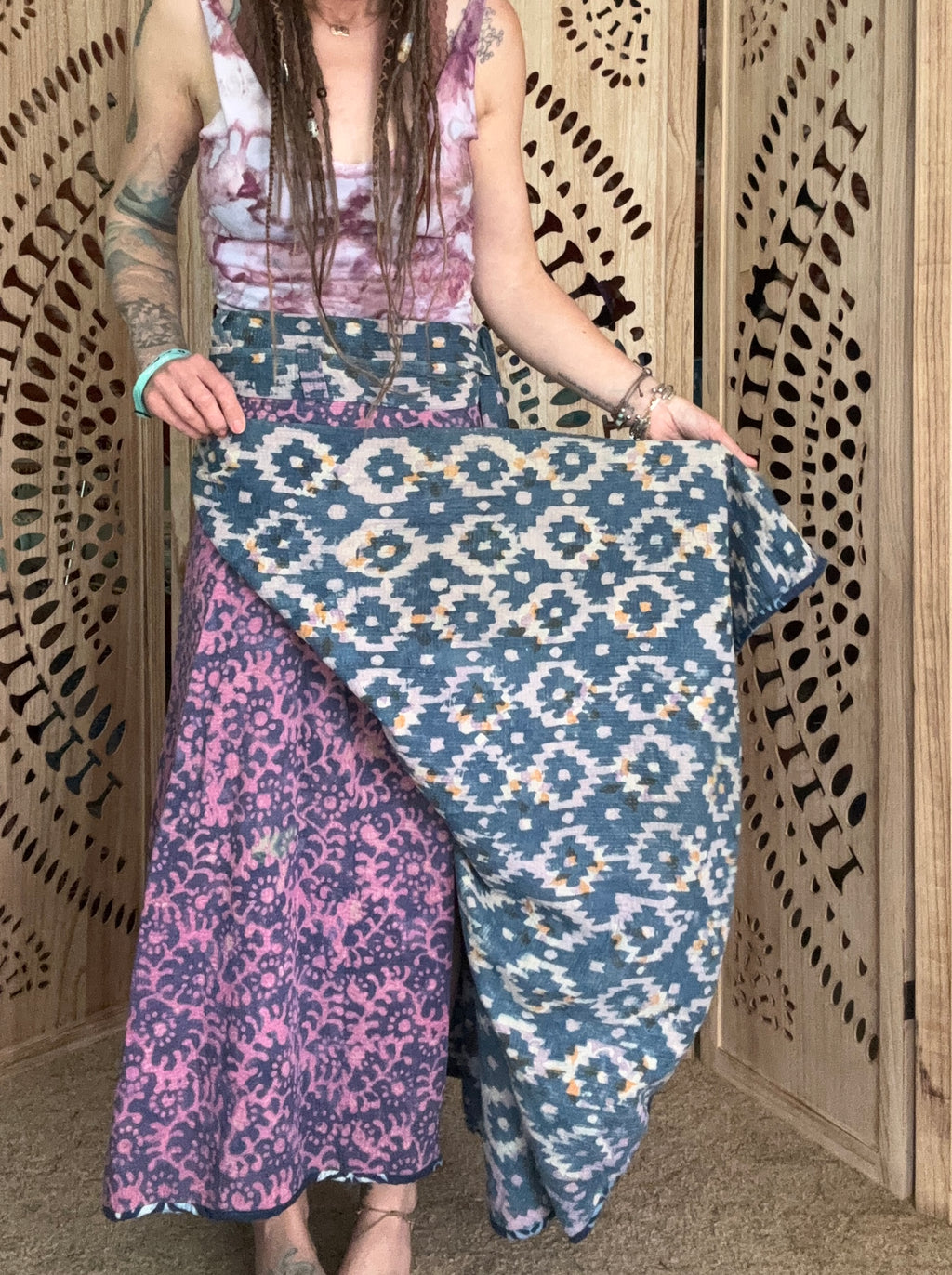 Indigo Kantha Wrap Skirt