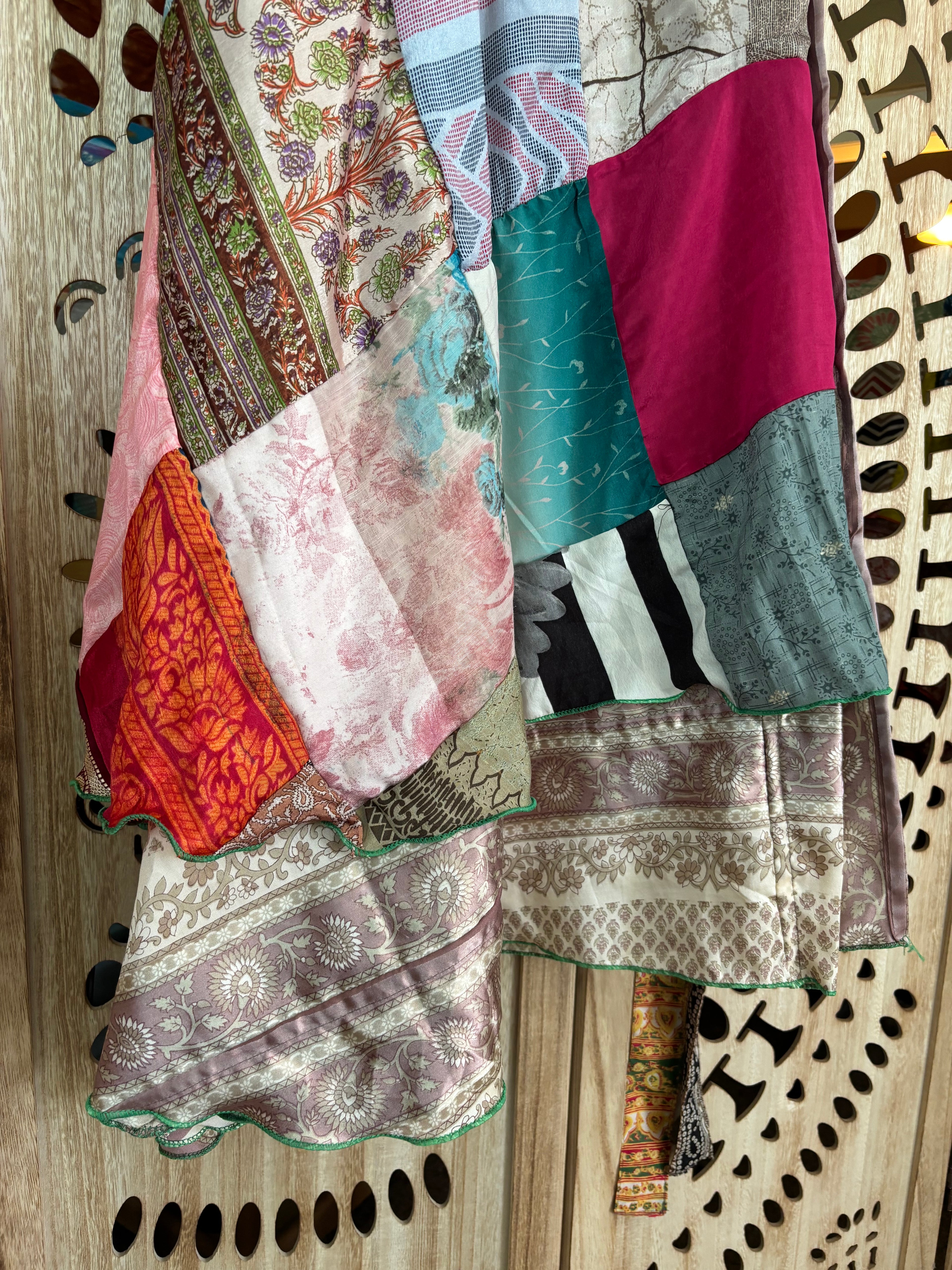 Patchwork Sari Silk Wrap Skirt