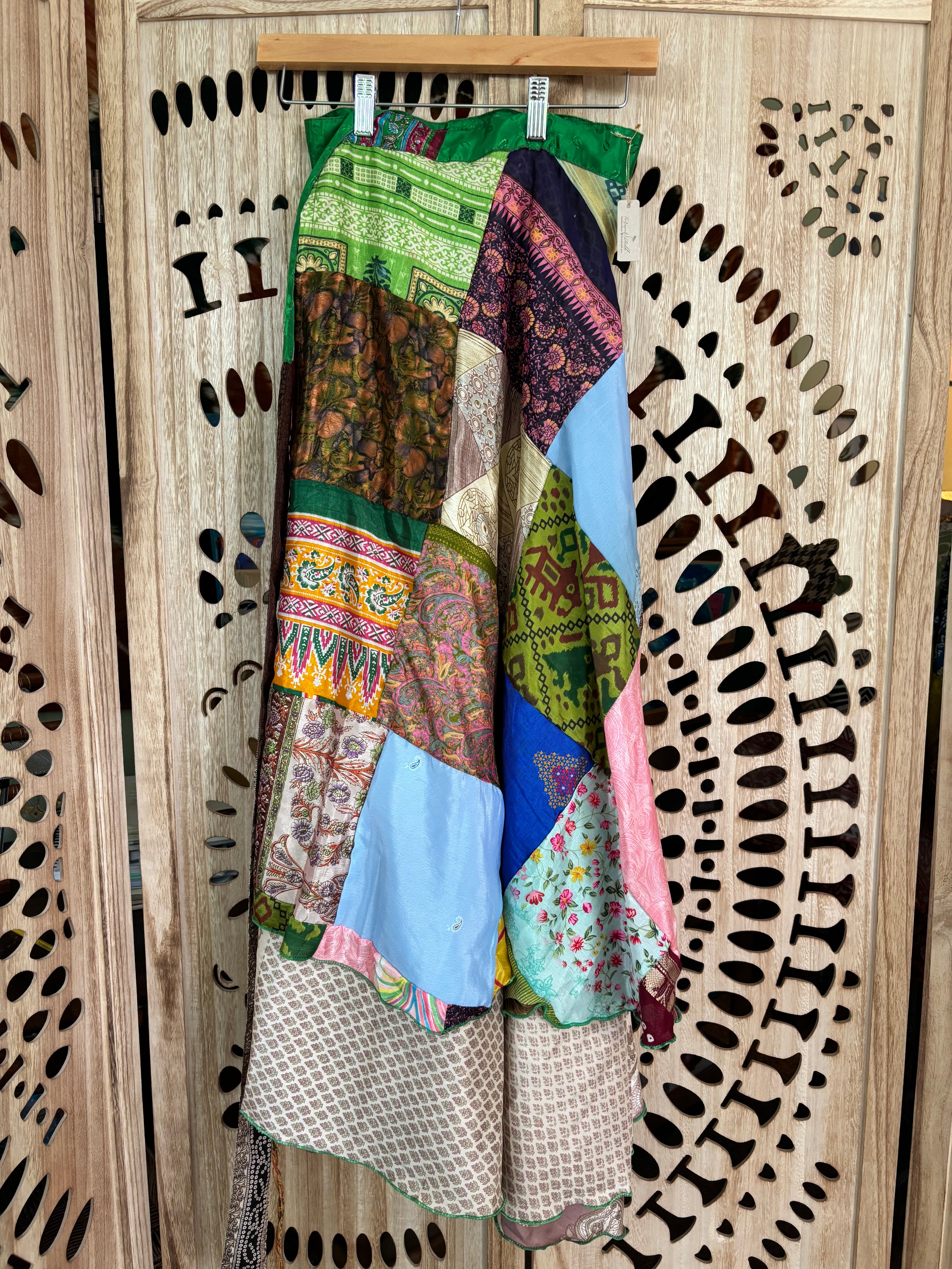 Patchwork Sari Silk Wrap Skirt