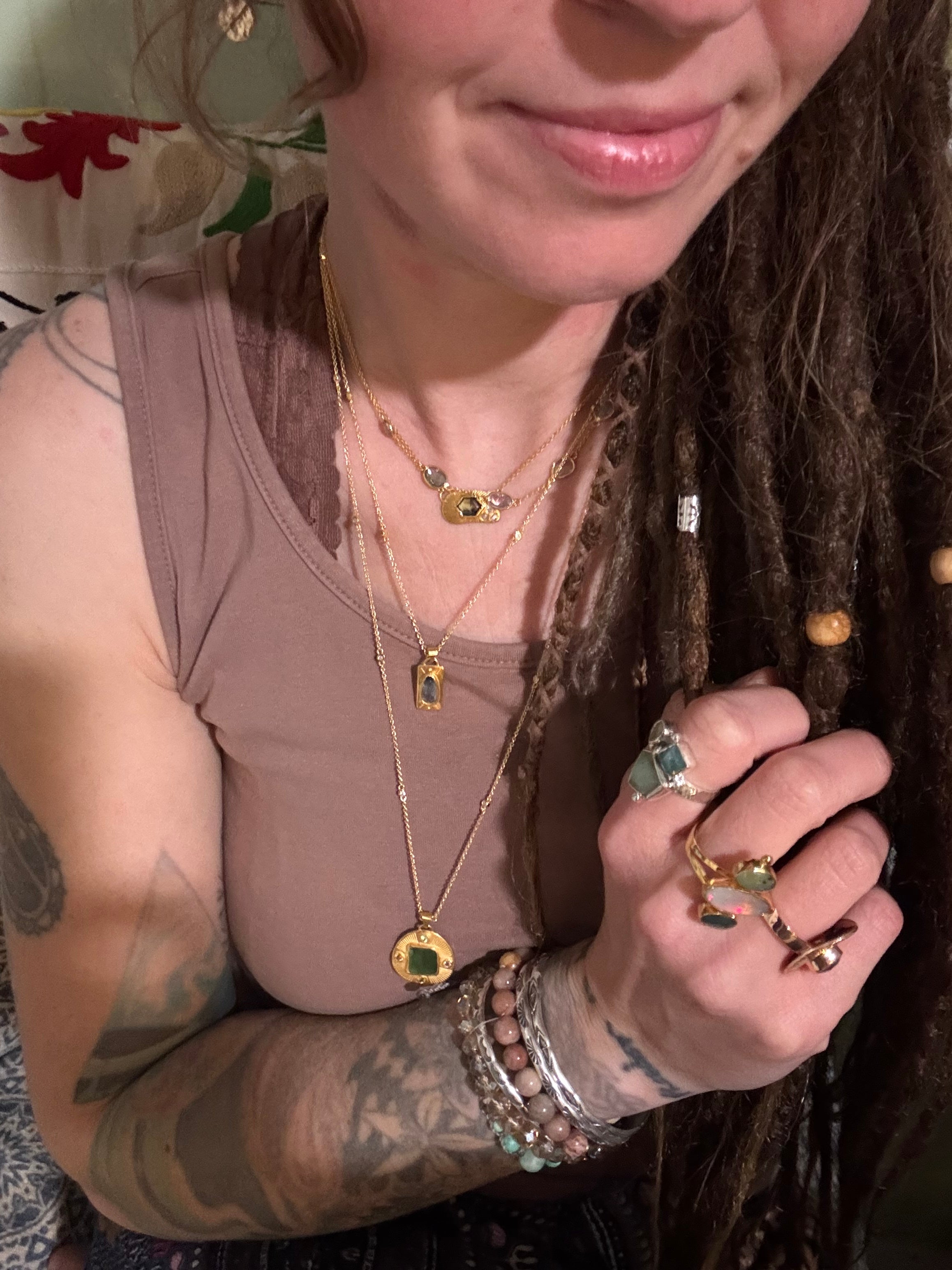 14K Gold over 925 Sterling Silver 5 Stone Tourmaline Convertible Necklace to Wrap Bracelet