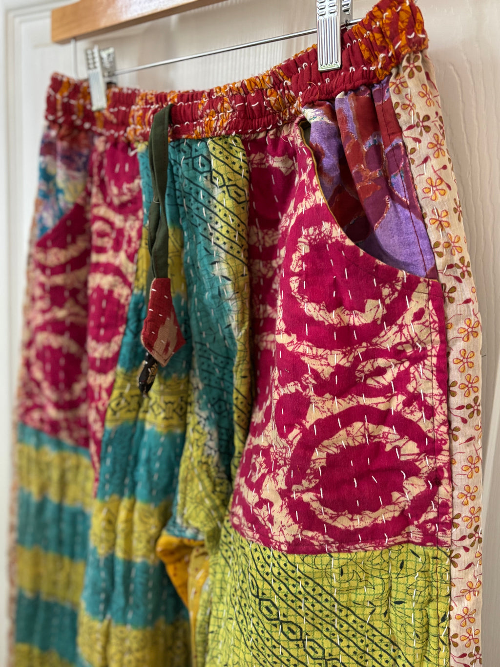 Handmade 100% Cotton Kantha Quilted Reversible Wide Leg Pants