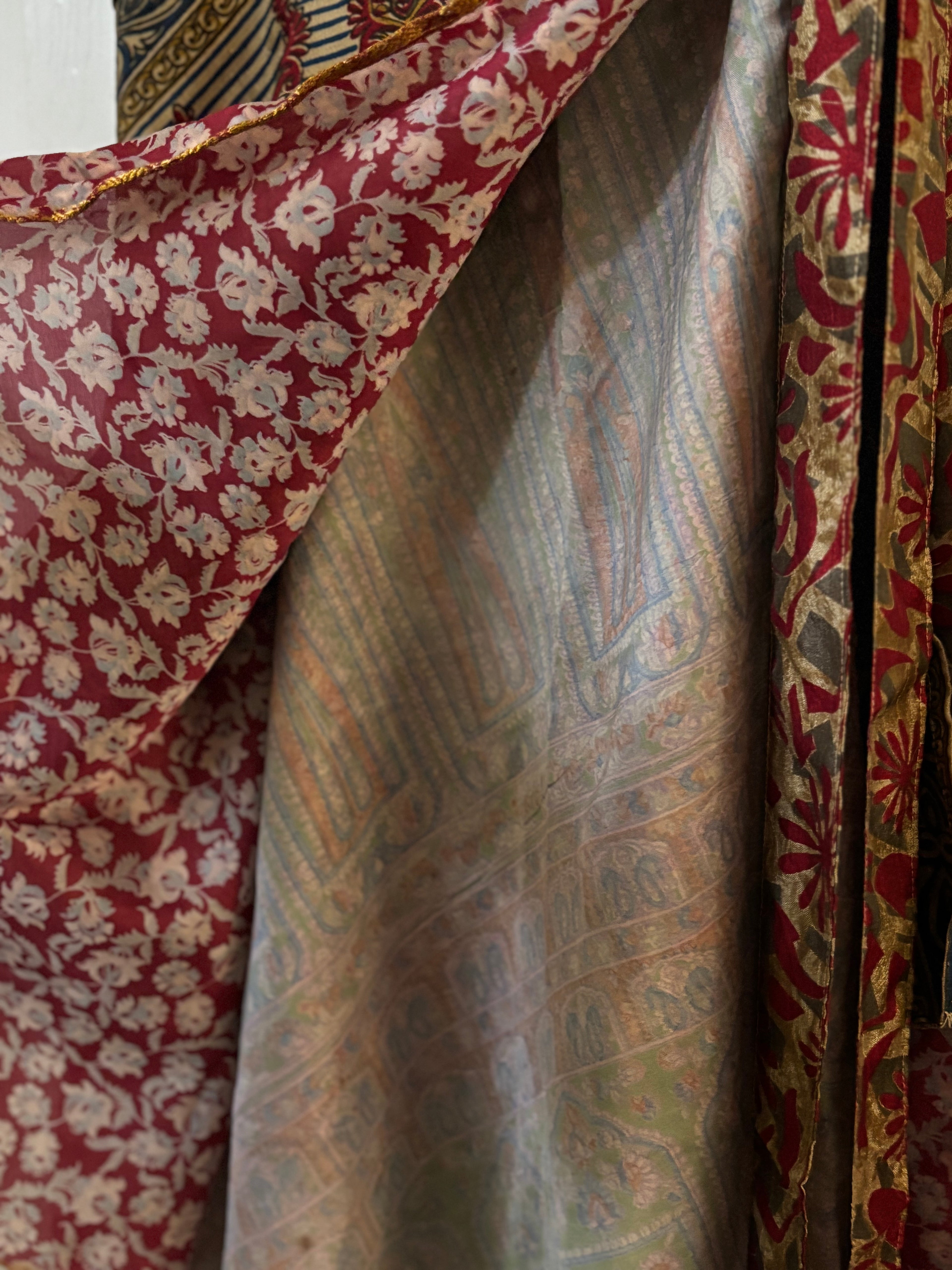 Knee Length Bohemian Flowy Dancing Worship Skirt | Indian Silk Sari Wrap Skirt - Double Layer , Reversible