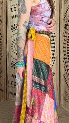Patchwork Sari Silk Wrap Skirt
