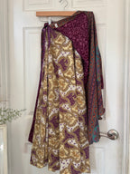 Bohemian Flowy Indian Silk Sari Wrap Skirt - Double Layer , Reversible | Free Flow Dancing Skirt