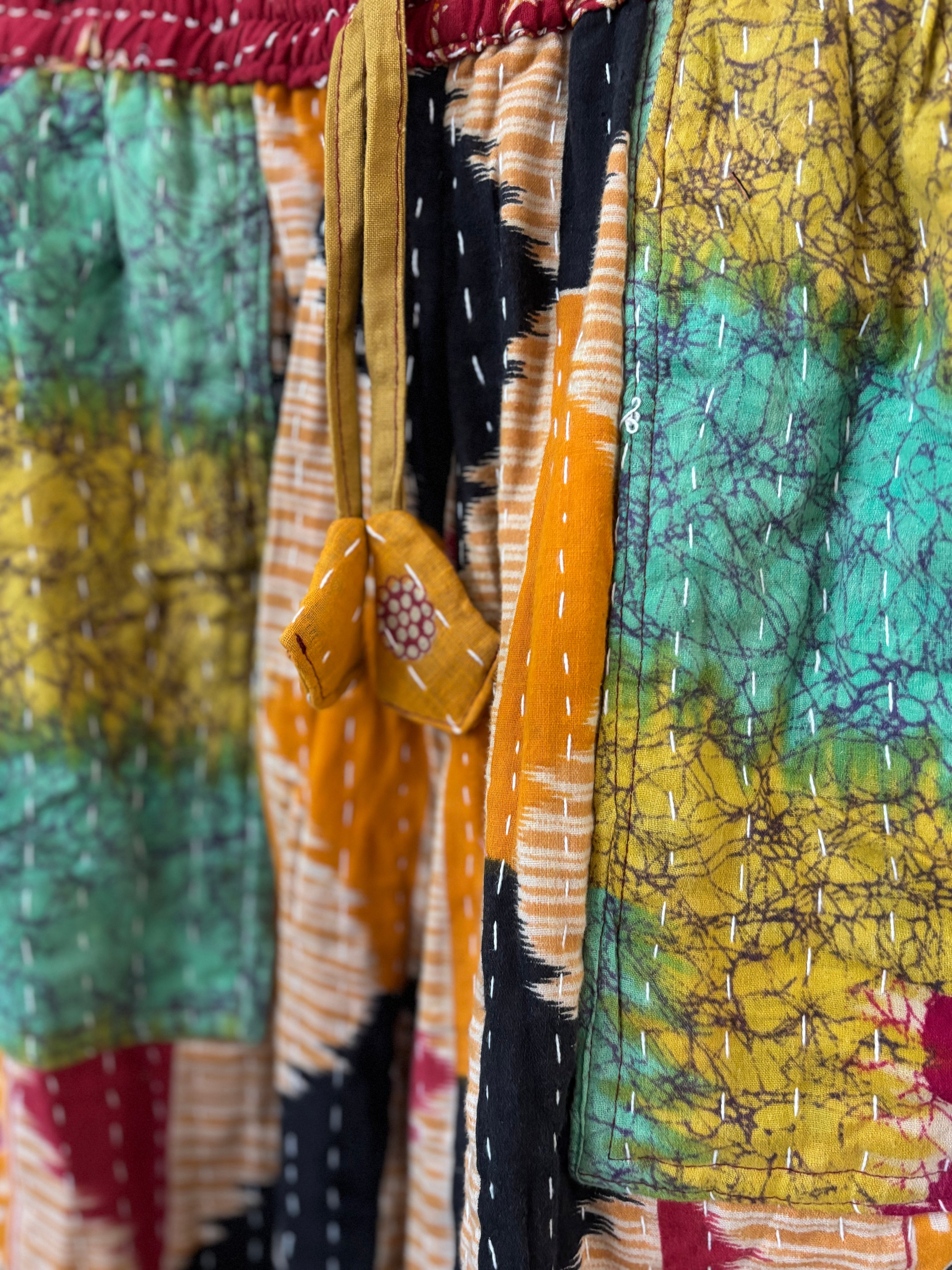 Handmade 100% Cotton Kantha Quilted Reversible Wide Leg Pants