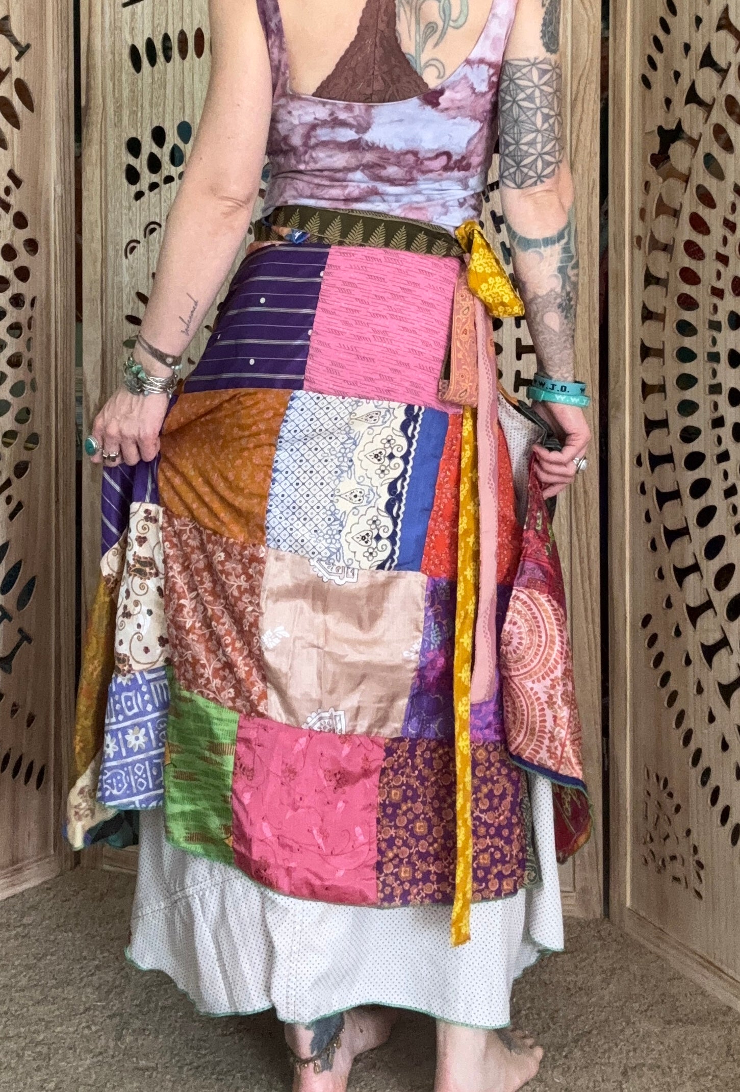 Patchwork Sari Silk Wrap Skirt