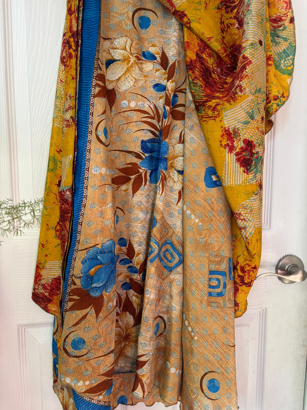 Bohemian Flowy Indian Silk Sari Wrap Skirt - Double Layer , Reversible | Free Flow Dancing Skirt