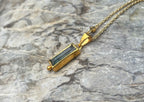14k Gold Bicolor Tourmaline Baguette Necklace