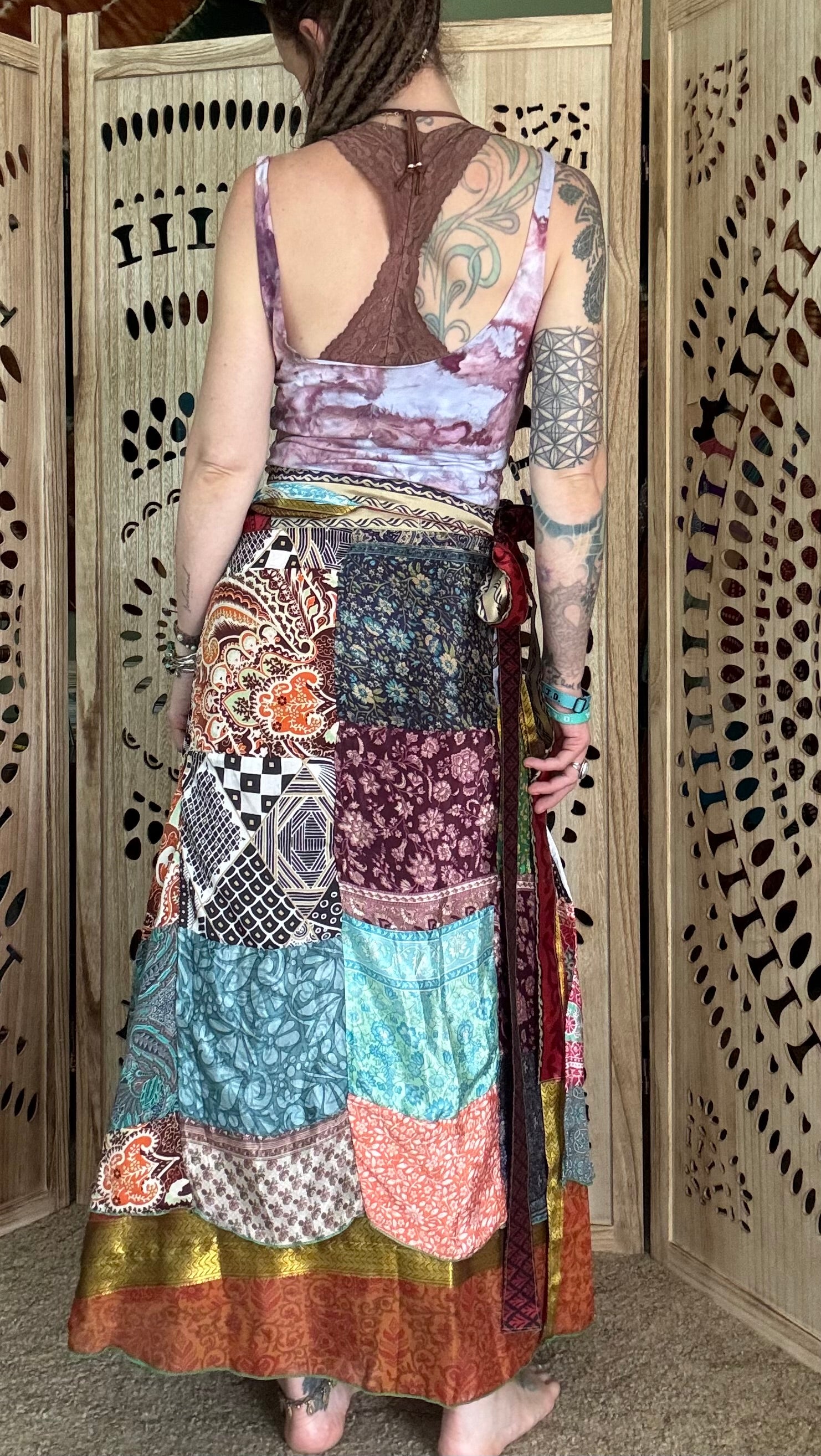 Silk Sari Patchwork Wrap Skirt