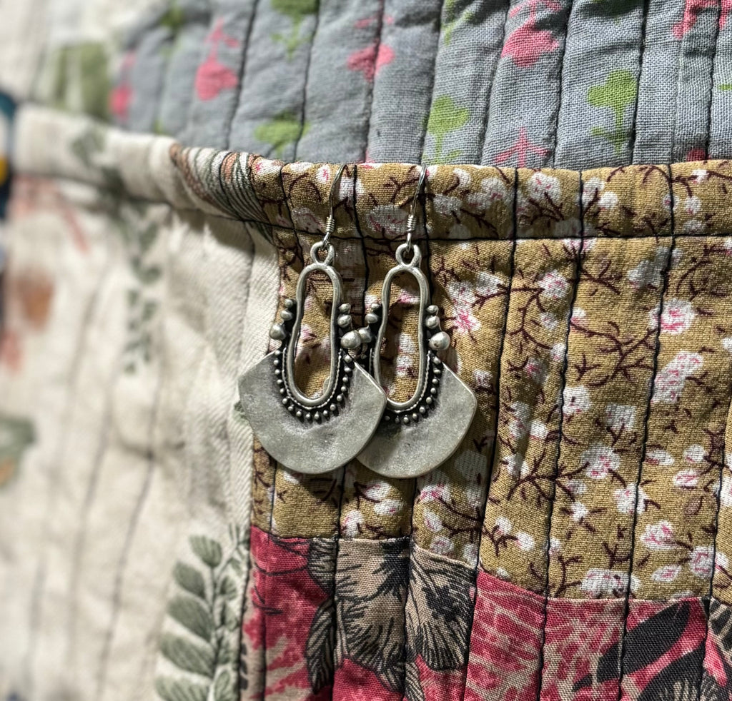 Bohemian Tribal Antique Silver on Brass Earrings