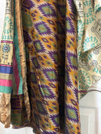 Bohemian Flowy Indian Silk Sari Wrap Skirt - Double Layer , Reversible | Free Flow Dancing Skirt