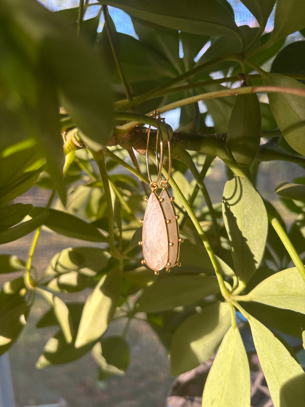 Moonstone Bohemian Tribal 14k Gold on Brass Earrings