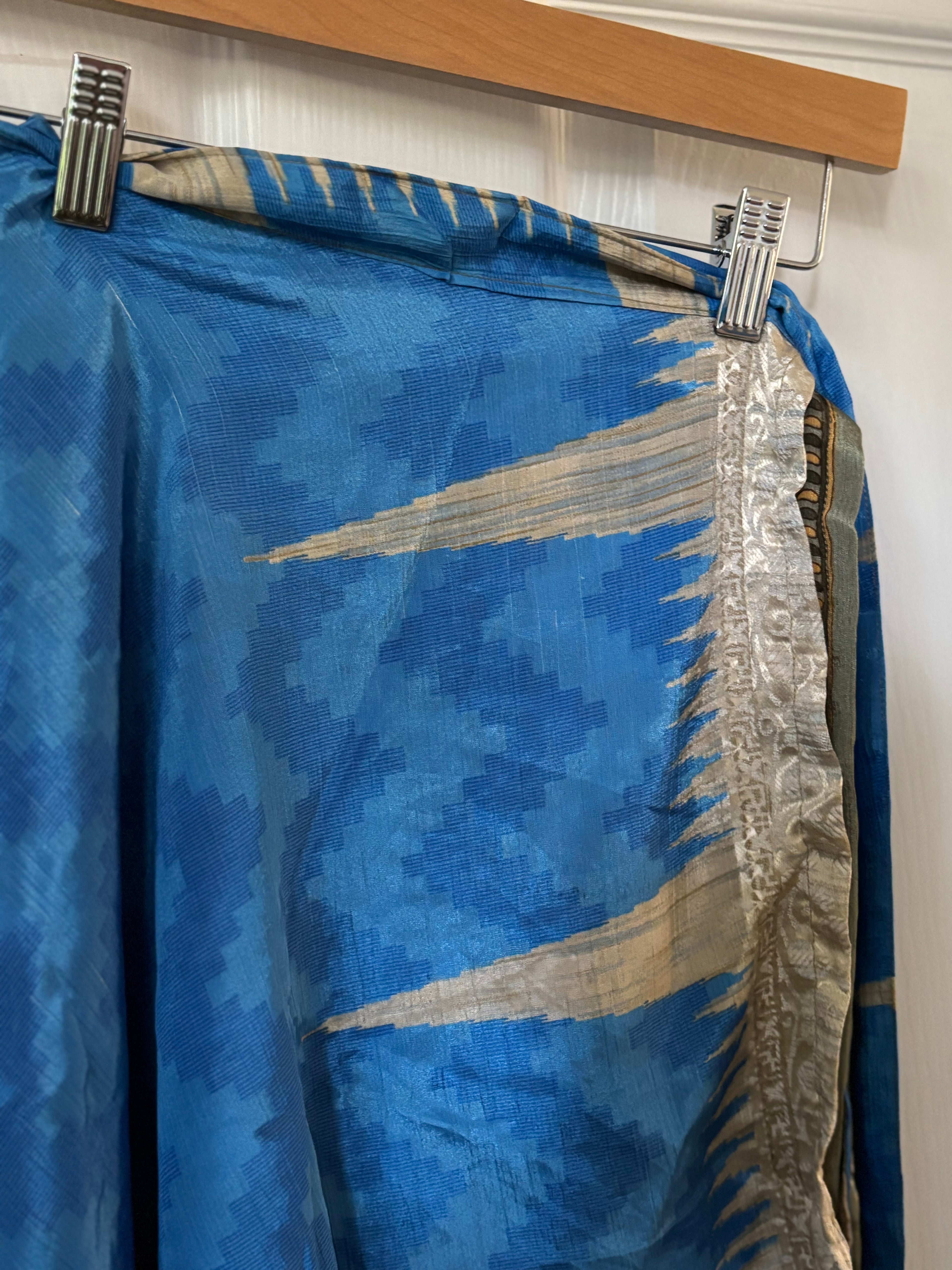 Knee Length Bohemian Flowy Dancing Worship Skirt | Indian Silk Sari Wrap Skirt - Double Layer , Reversible