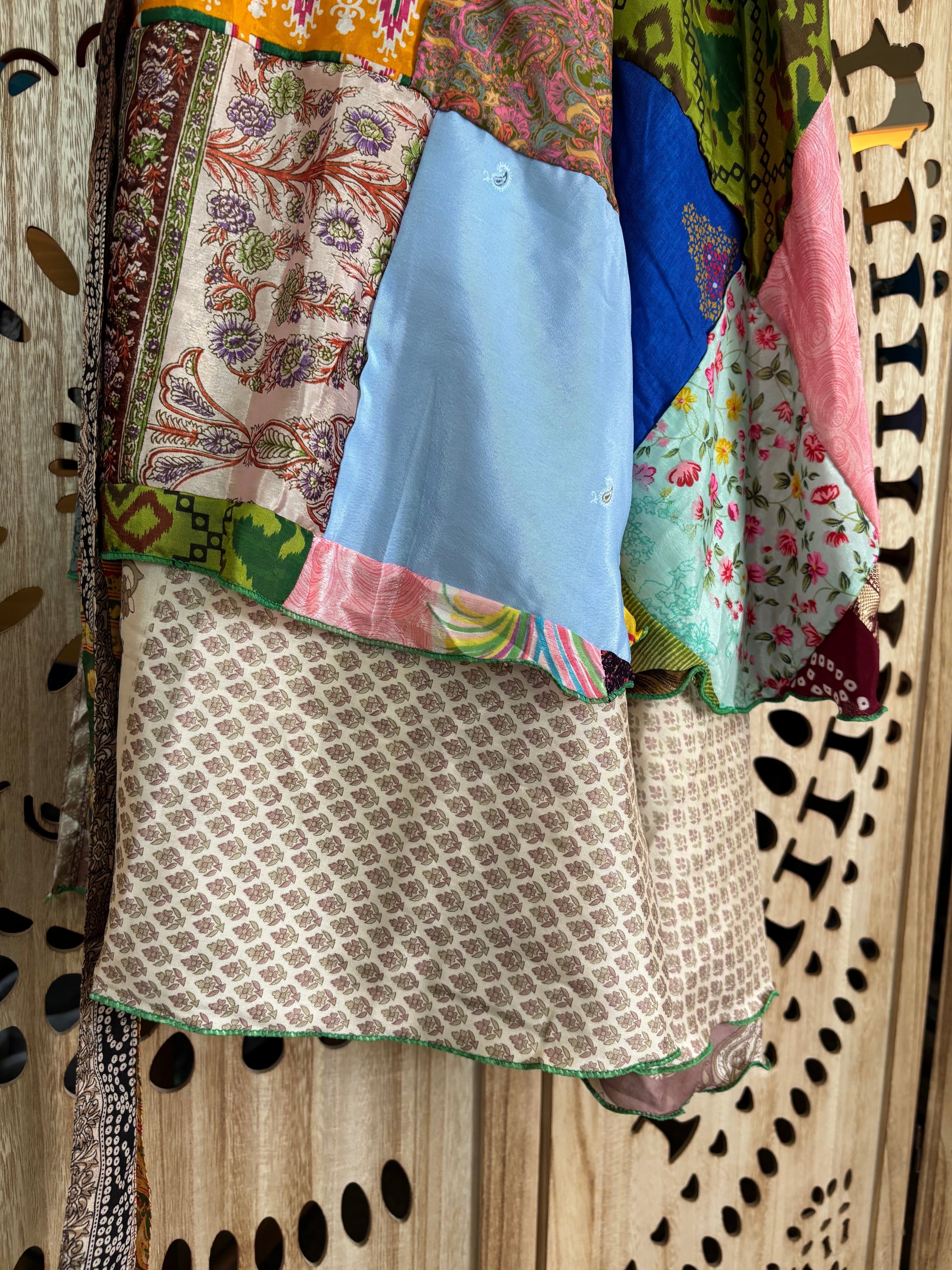 Patchwork Sari Silk Wrap Skirt