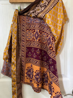 Knee Length Bohemian Flowy Dancing Worship Skirt | Indian Silk Sari Wrap Skirt - Double Layer , Reversible