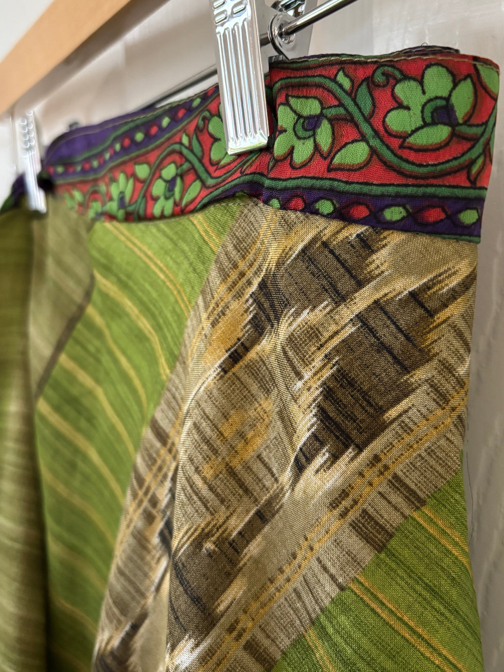 Worship Skirt | Bohemian Flowy Indian Silk Sari Wrap Skirt - Double Layer , Reversible | Free Flow Dancing Skirt
