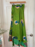 Bohemian Flowy Indian Silk Sari Wrap Skirt - Double Layer , Reversible | Free Flow Dancing Skirt