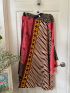 Warfare Worship Skirt | Bohemian Flowy Indian Silk Sari Wrap Skirt - Double Layer , Reversible | Free Flow Dancing Skirt