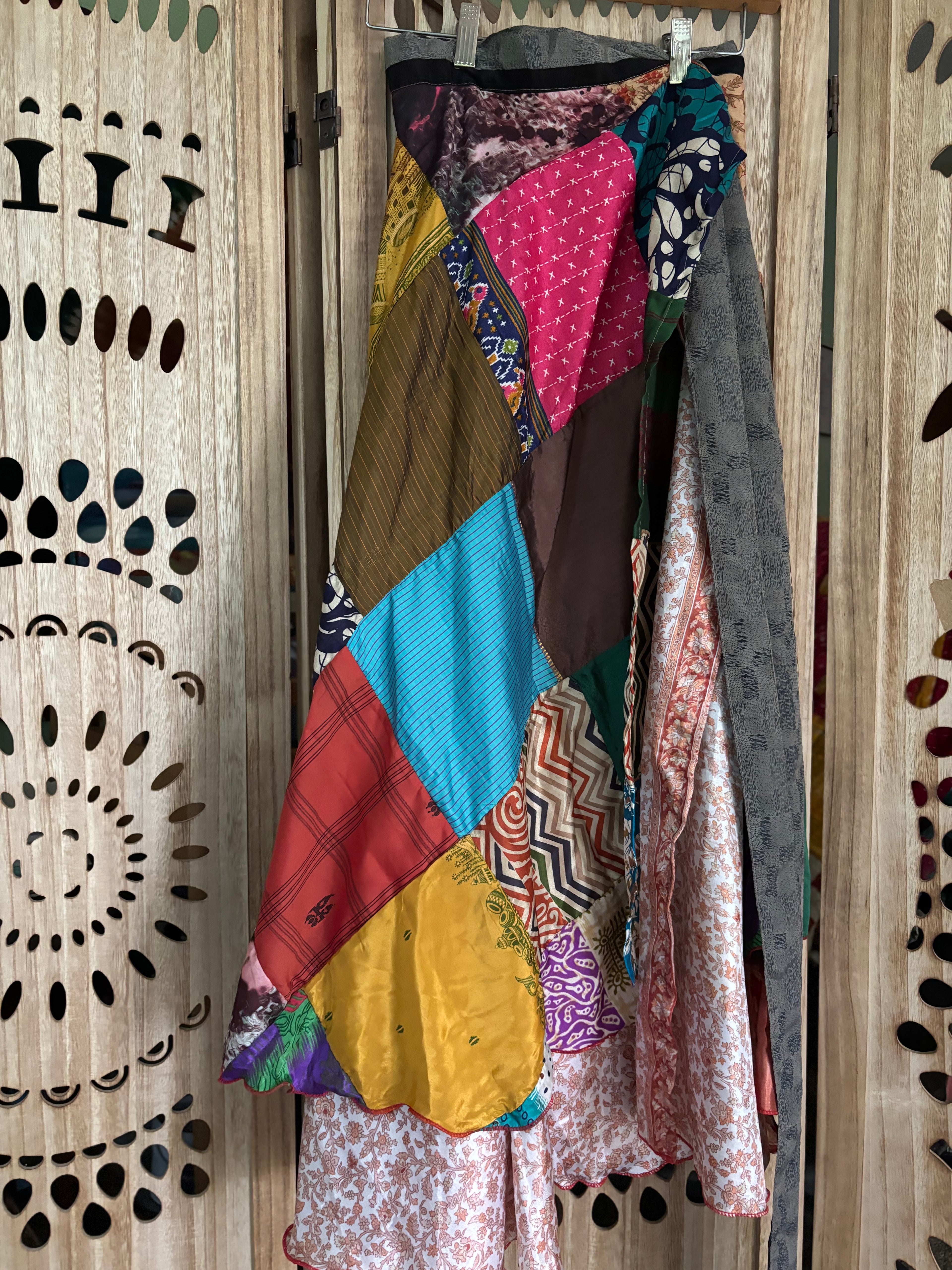 Patchwork Silk Sari Wrap Skirt