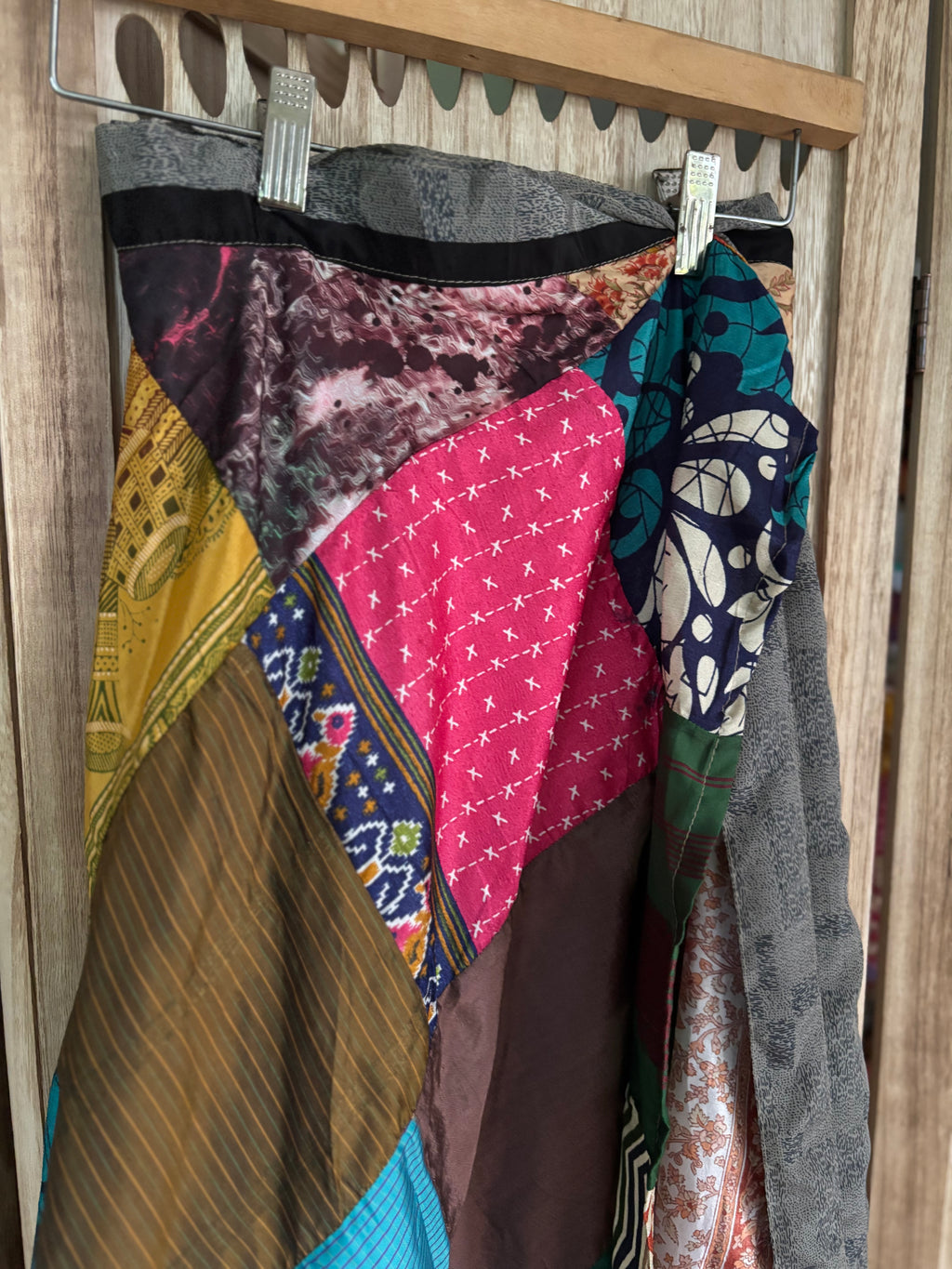 Patchwork Silk Sari Wrap Skirt