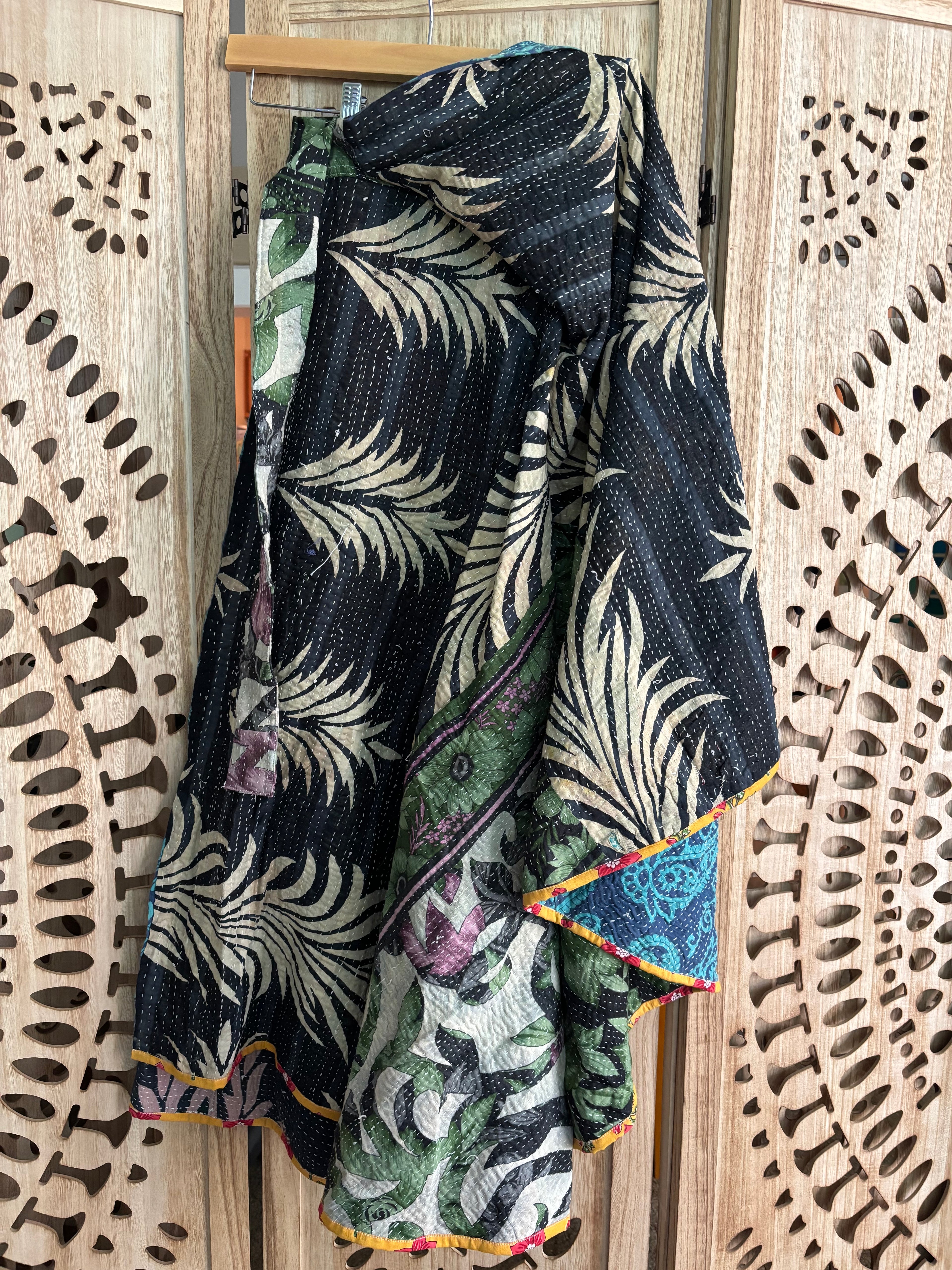 Indigo Kantha Wrap Skirt