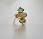 Daughter of the King Triple Stone Ring ~ 14K Gold over 925 Sterling Silver | Opal, Kyanite & Peruvian Opal | Size 8.5