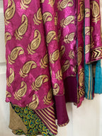 Warfare Worship Skirt | Bohemian Flowy Indian Silk Sari Wrap Skirt - Double Layer , Reversible | Free Flow Dancing Skirt